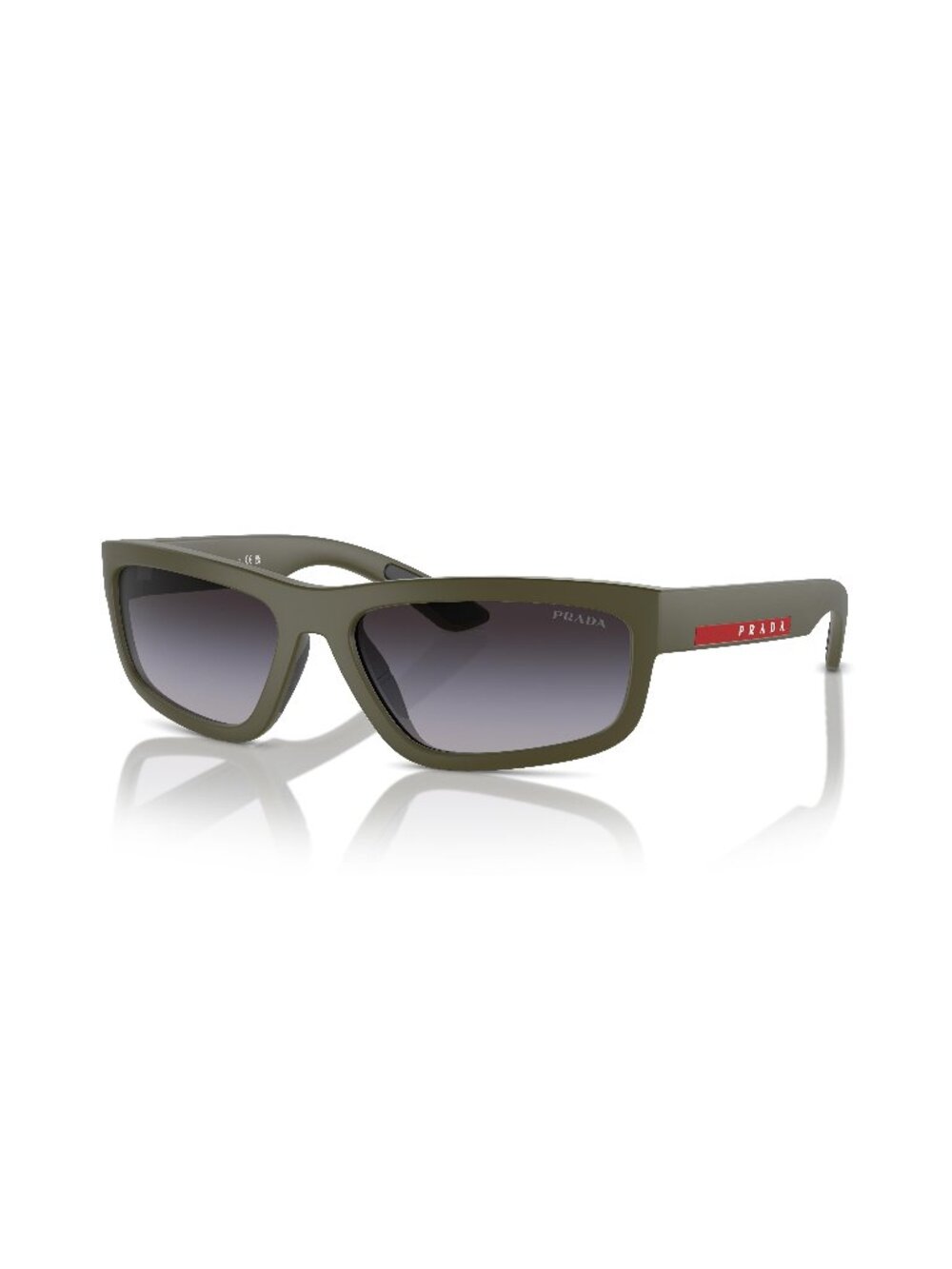 New Prada Linea Rossa Men's Sunglasses Green Square Grey Lens Injected Frame